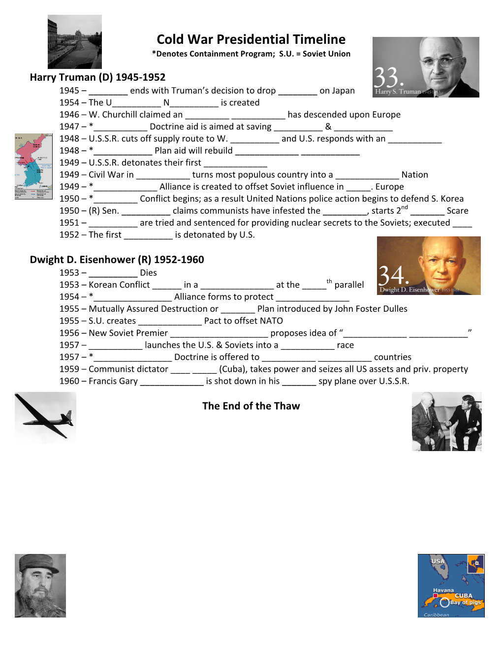 Cold War Presidential Timeline *Denotes Containment Program; S.U