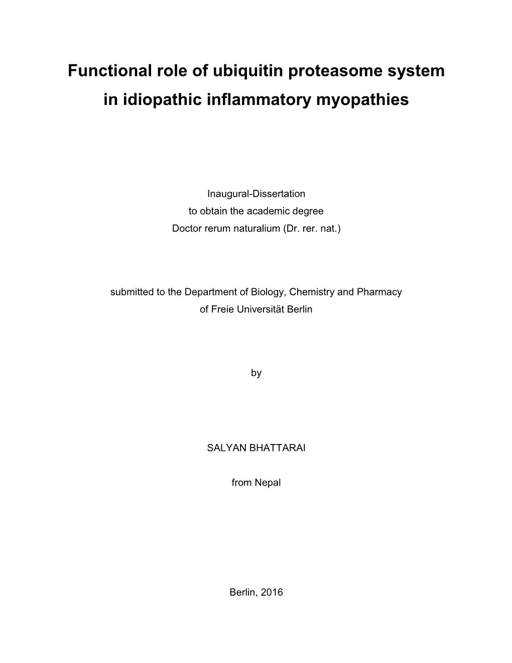 Functional Role of Ubiquitin Proteasome System in Idiopathic Inflammatory Myopathies