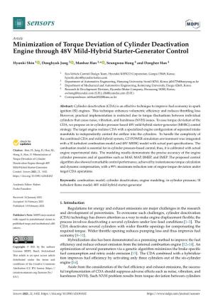 Minimization of Torque Deviation of Cylinder Deactivation Engine Through 48V Mild-Hybrid Starter-Generator Control
