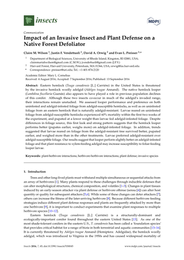 Impact of an Invasive Insect and Plant Defense on a Native Forest Defoliator