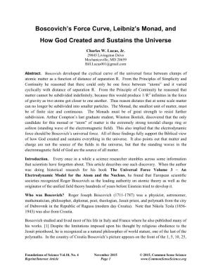 Boscovich's Force Curve, Leibniz's Monad, and How God Created And