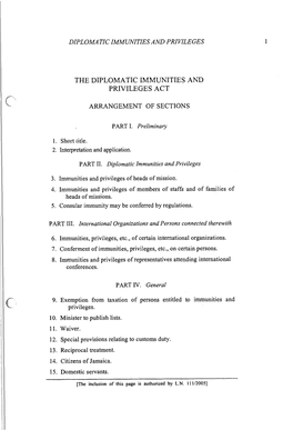 The Diplomatic Immunities and Privileges Act