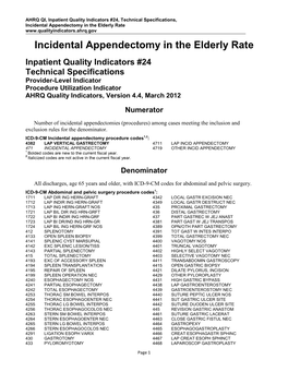 IQI 24 Incidental Appendectomy in the Elderly Rate