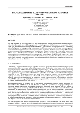 Road Surface Textures Classification Using Opening-Based Image