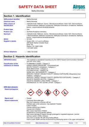 SAFETY DATA SHEET Methyl Bromide
