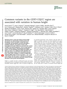 Common Variants in the GDF5-UQCC Region Are Associated with Variation in Human Height
