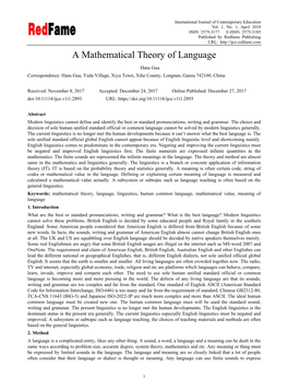 A Mathematical Theory of Language