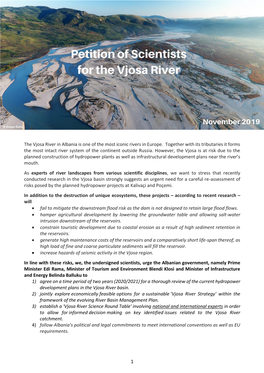 Petition of Scientists for the Vjosa River