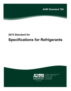 2015 Standard for Specifications for Refrigerants