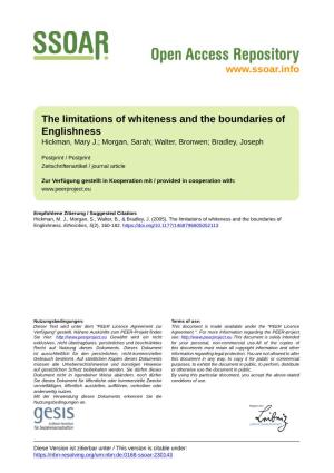 The Limitations of Whiteness and the Boundaries of Englishness Hickman, Mary J.; Morgan, Sarah; Walter, Bronwen; Bradley, Joseph