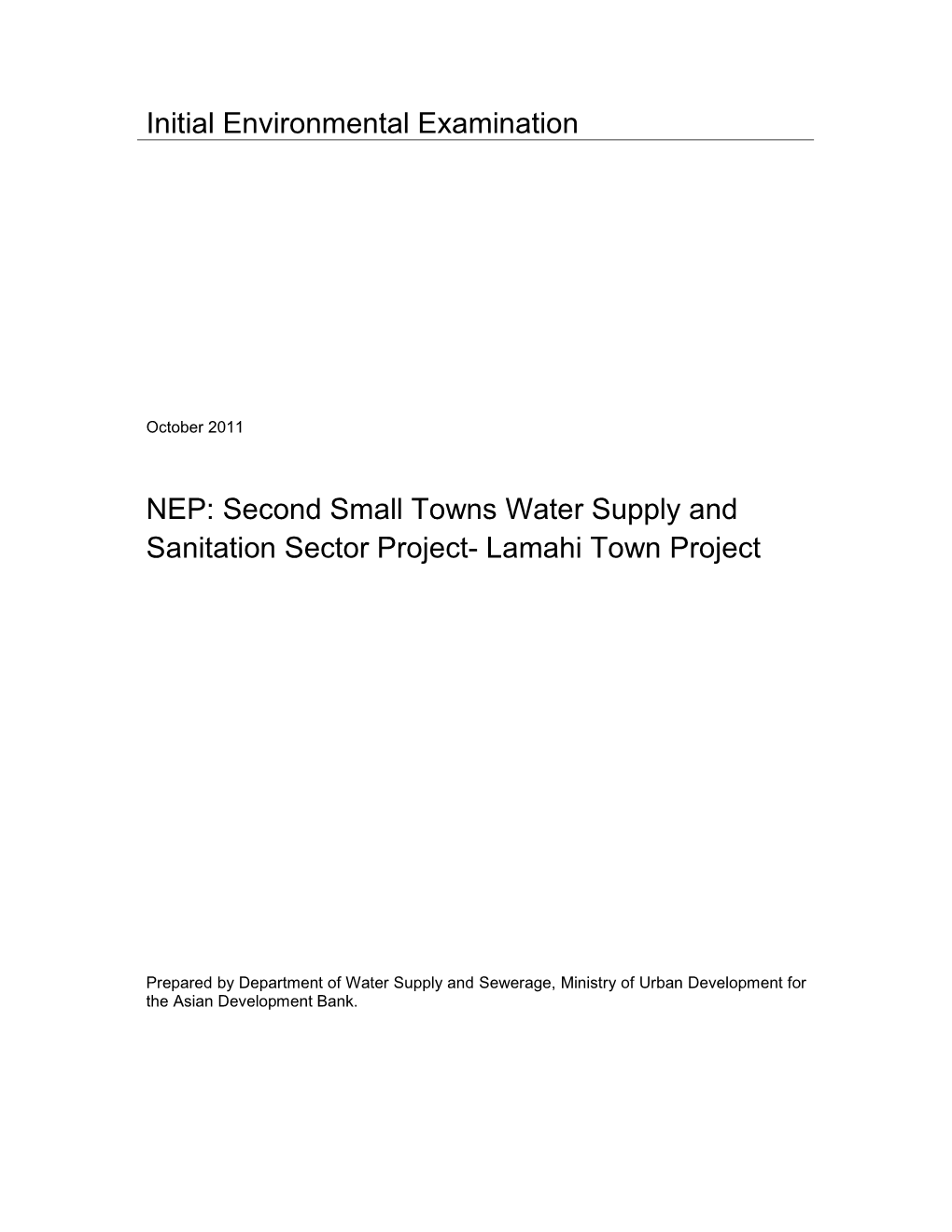 41022-022: Second Small Towns Water Supply and Sanitation Sector Project