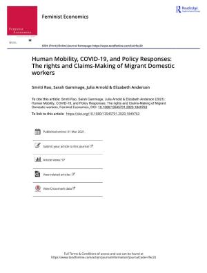 Human Mobility, COVID-19, and Policy Responses: the Rights and Claims-Making of Migrant Domestic Workers