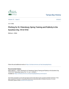 Pitching for St. Petersburg: Spring Training and Publicity in the Sunshine City, 1914-1918