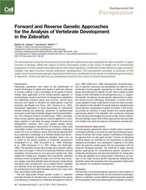 Forward and Reverse Genetic Approaches for the Analysis of Vertebrate Development in the Zebraﬁsh