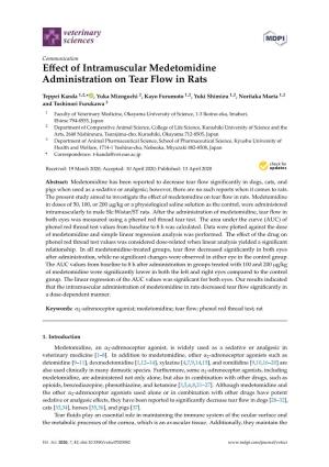 Effect of Intramuscular Medetomidine Administration on Tear Flow in Rats