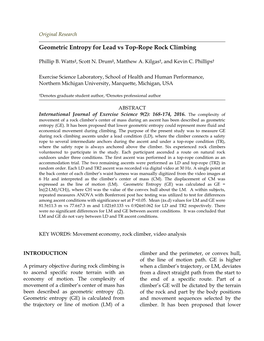 Geometric Entropy for Lead Vs Top-Rope Rock Climbing