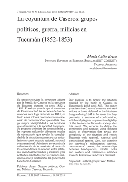 Grupos Políticos, Guerra, Milicias En Tucumán (1852-1853)