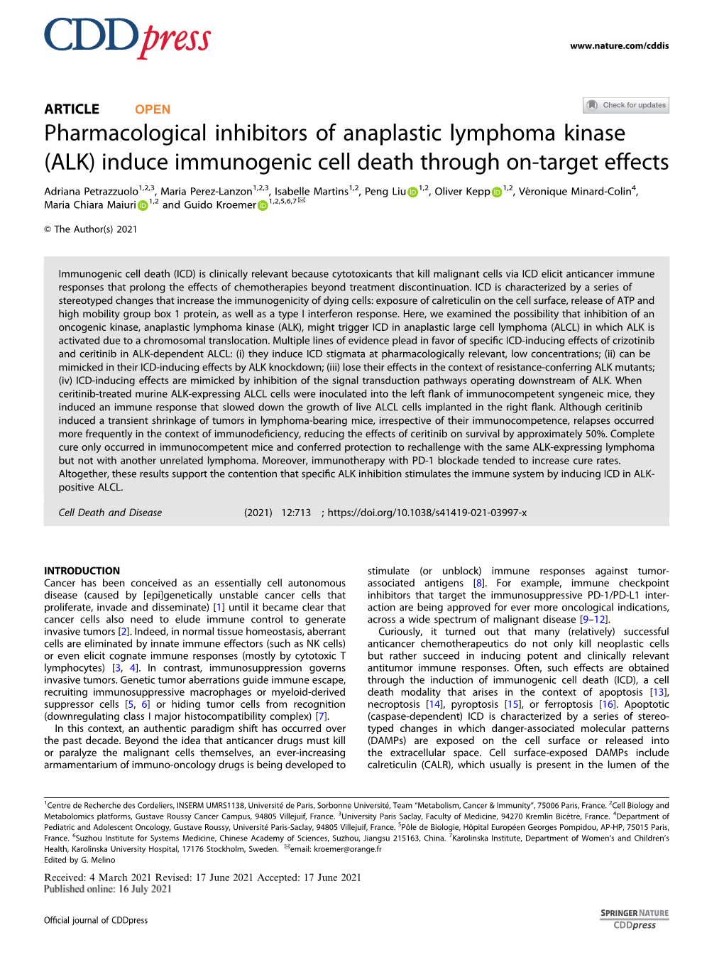 Induce Immunogenic Cell Death Through On-Target Effects