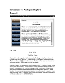 Contract Law for Paralegals: Chapter 2 Chapter 2