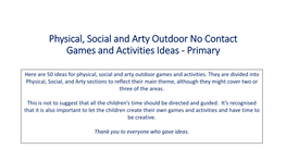 Outdoor No Contact Games and Activities Ideas - Primary