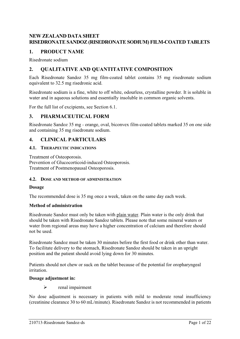 Risedronate Sandoz (Risedronate Sodium) Film-Coated Tablets 1