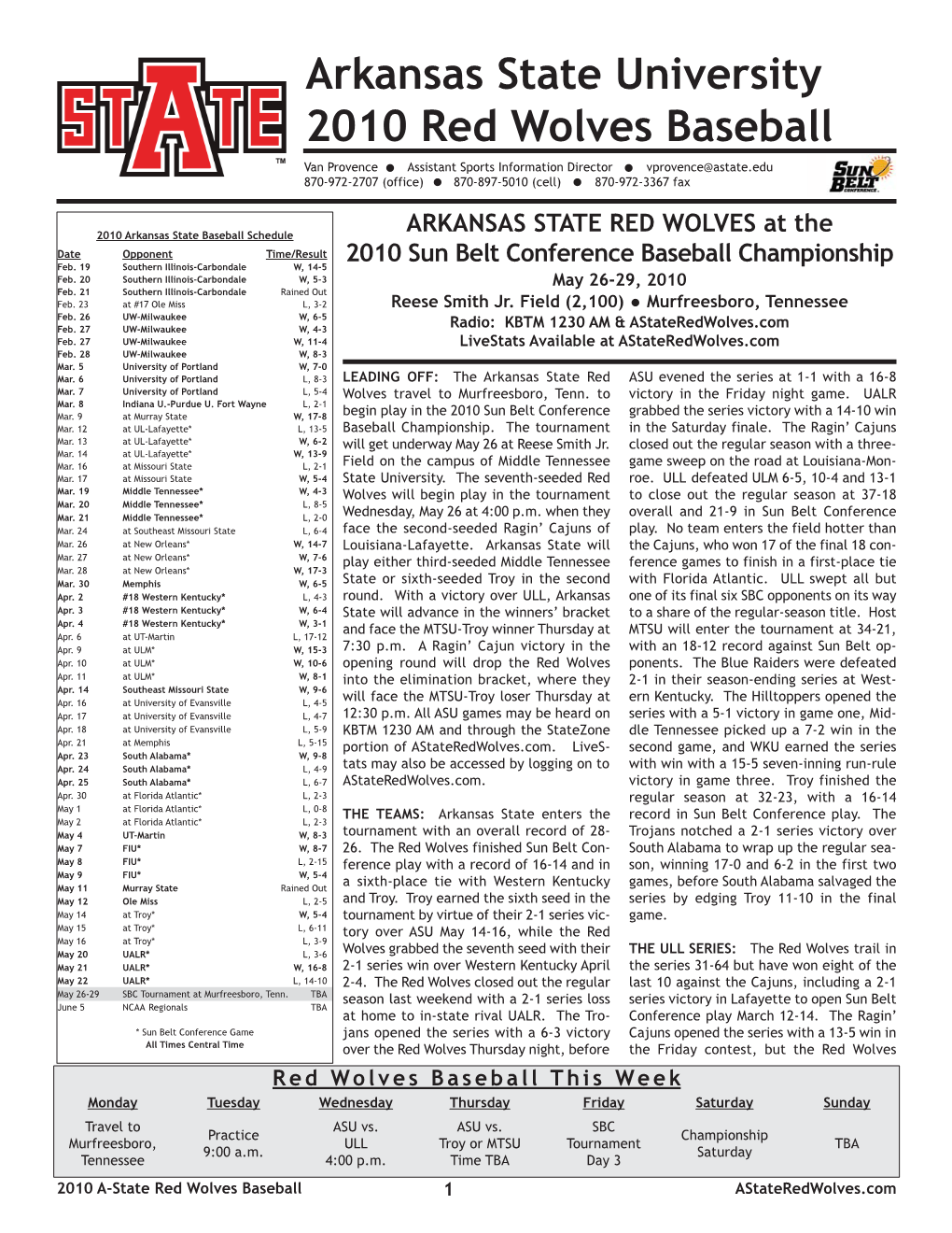 SBC Tournament Game Notes