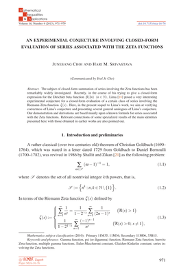 An Experimental Conjecture Involving Closed-Form Evaluation of Series