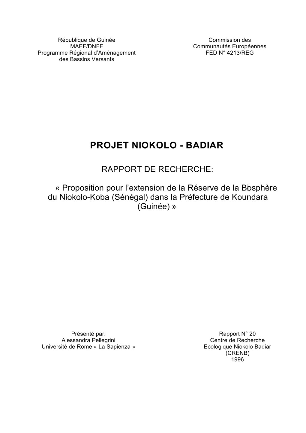 Projet Niokolo - Badiar