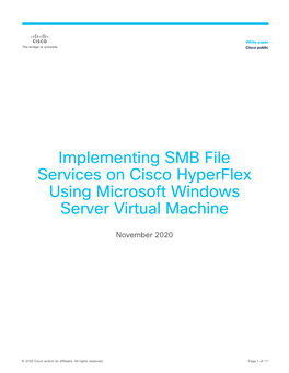 Implementing SMB File Services on Cisco Hyperflex Using Microsoft Windows Server Virtual Machine