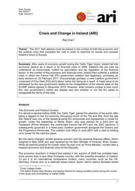 Crisis and Change in Ireland (ARI)