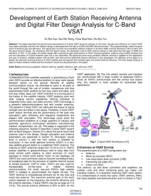 Development of Earth Station Receiving Antenna and Digital Filter Design Analysis for C-Band VSAT