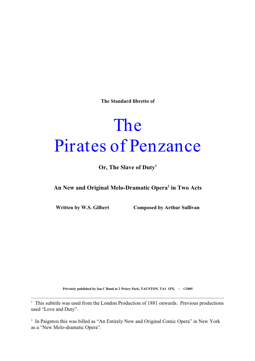 The Pirates of Penzance