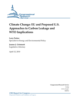 EU and Proposed US Approaches to Carbon Leakage and WTO