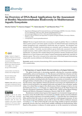An Overview of DNA-Based Applications for the Assessment of Benthic Macroinvertebrates Biodiversity in Mediterranean Aquatic Ecosystems
