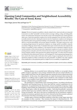 Opening Gated Communities and Neighborhood Accessibility Beneﬁts: the Case of Seoul, Korea