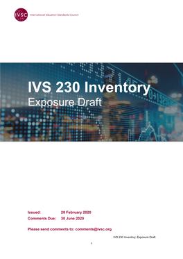 IVS 230 Inventory; Exposure Draft