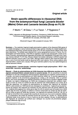 From the Ectomycorrhizal Fungi Laccaria Bicolor (Maire) Orton and Laccaria Laccata (Scop Ex Fr) Br