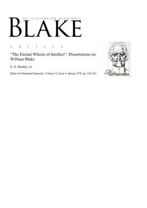 Dissertations on William Blake