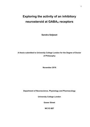 Exploring the Activity of an Inhibitory Neurosteroid at GABAA Receptors