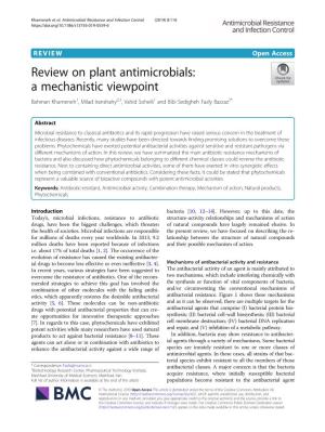 Review on Plant Antimicrobials: a Mechanistic Viewpoint Bahman Khameneh1, Milad Iranshahy2,3, Vahid Soheili1 and Bibi Sedigheh Fazly Bazzaz3*