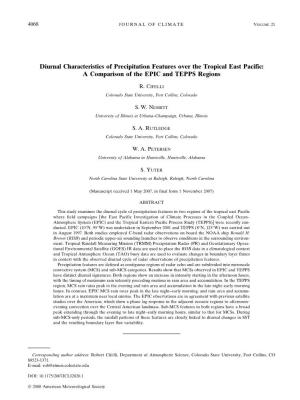 Diurnal Characteristics of Precipitation Features Over the Tropical East Pacific: a Comparison of the EPIC and TEPPS Regions