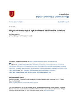 Linguicide in the Digital Age: Problems and Possible Solutions