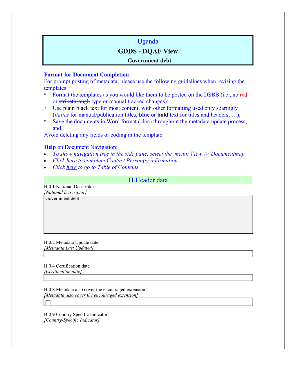 GDDS DQAF Category Templates