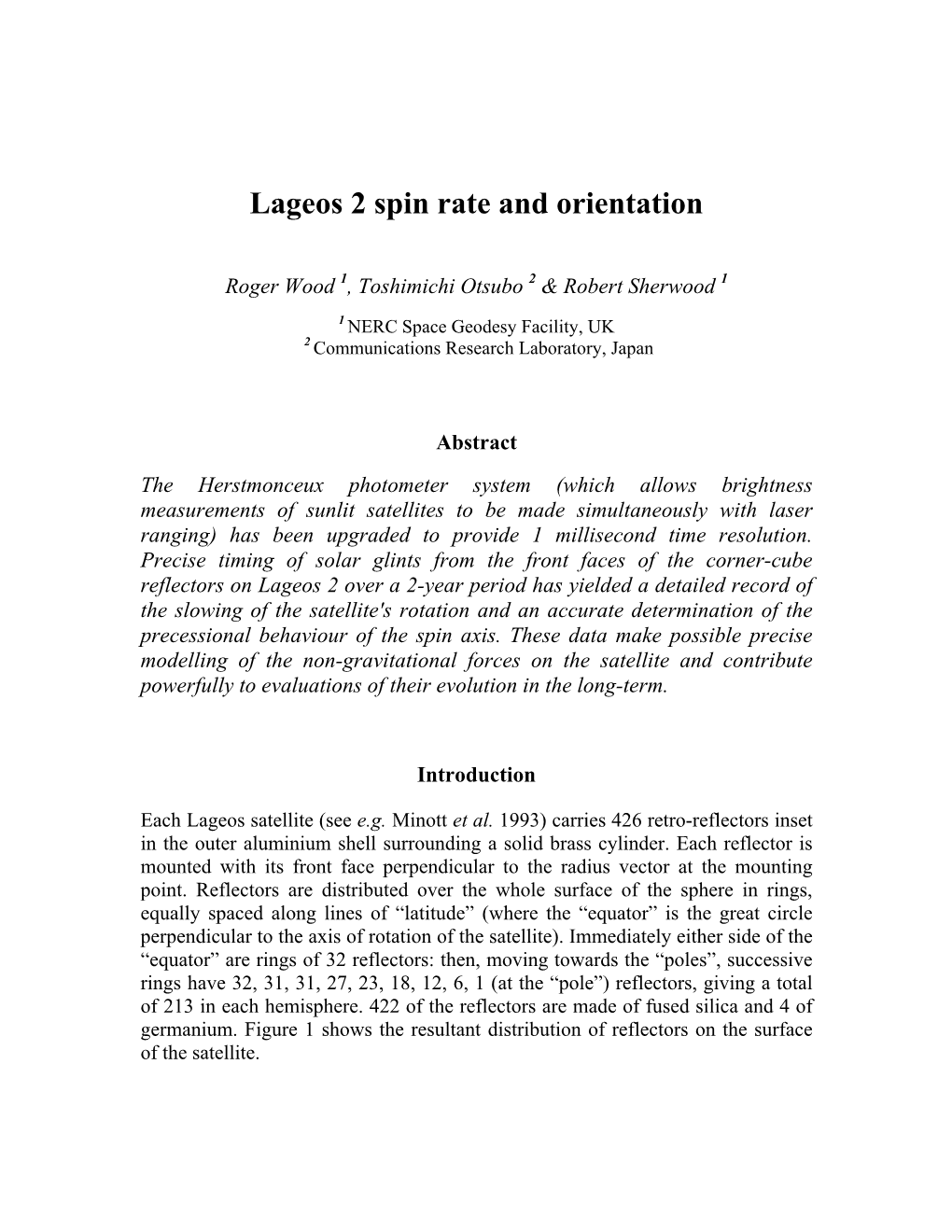 Lageos 2 Spin Rate and Orientation