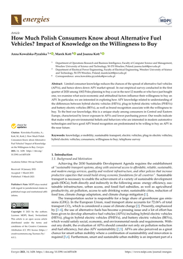 How Much Polish Consumers Know About Alternative Fuel Vehicles? Impact of Knowledge on the Willingness to Buy