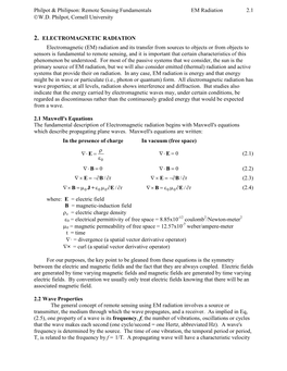 Remote Sensing Fundamentals EM Radiation 2.1 W.D