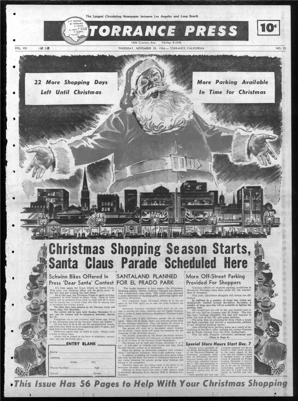 Christmas Shopping Season Starts, Santa Claus Parade Scheduled Here
