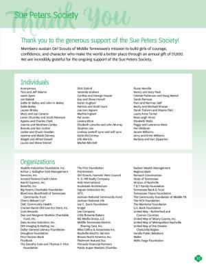 Thank You 2020 Sue Peters Society Members