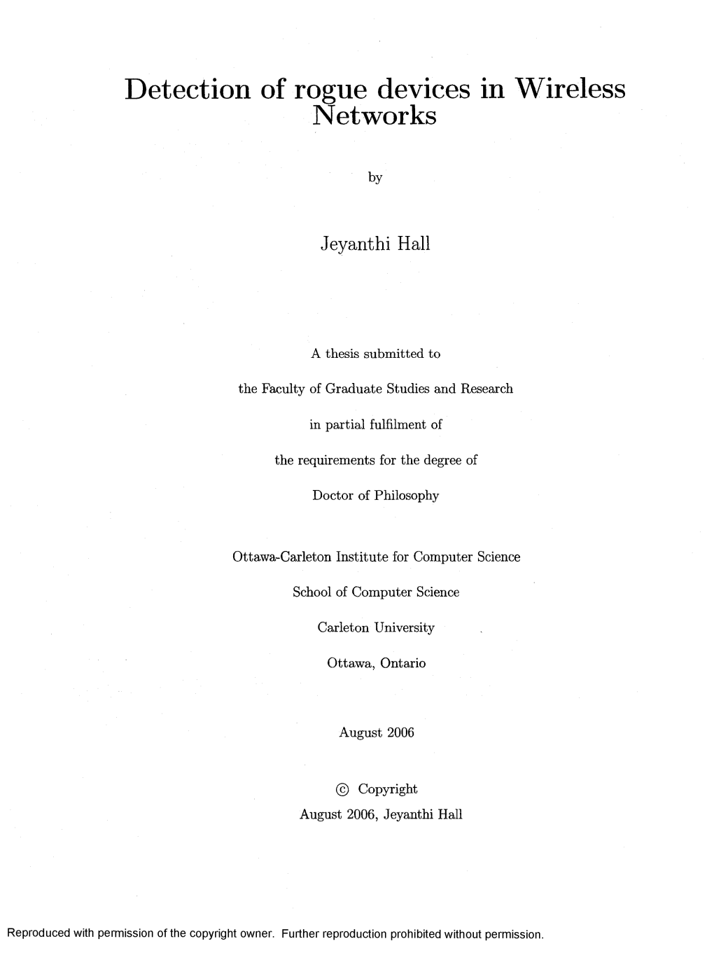 Detection of Rogue Devices in Wireless Networks