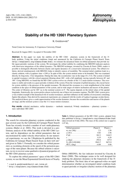 Stability of the HD 12661 Planetary System